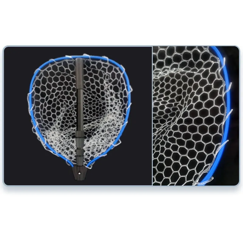 Luyada dip net with aluminum alloy telescopic rod extended to 162cm, showing red frame and black net pocket