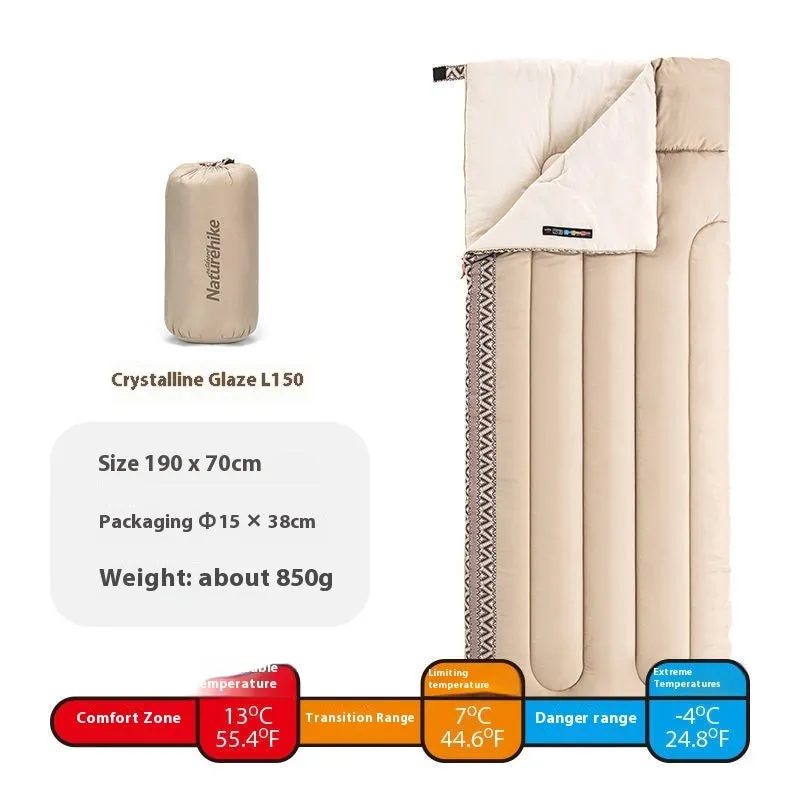 Adult four seasons camping sleeping bag in Jiangnan Spring colour with storage sack.