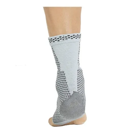 Sports elbow guard in nylon jacquard with adjustable fit, available in black, gray, and green sizes S to XL