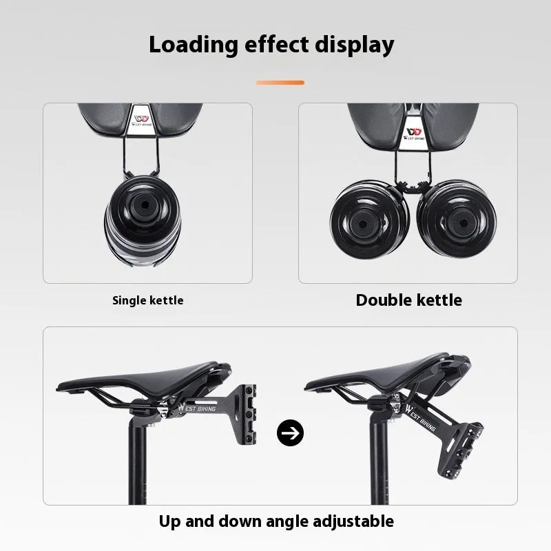Bicycle double water bottle cage extension bracket black 6061 aluminium alloy adjustable angle 15-30 degrees for mountain road BMX