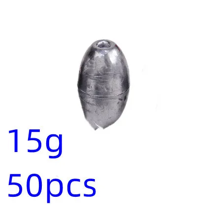 Standard weight olive fishing sinker set in lead with weights from 1g to 20g