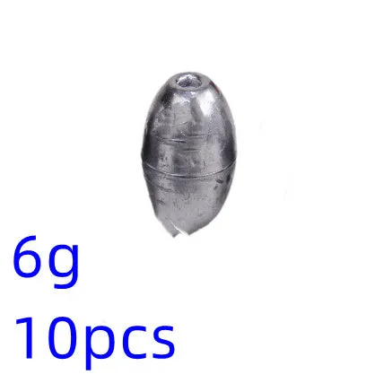 Standard weight olive fishing sinker set in lead with weights from 1g to 20g