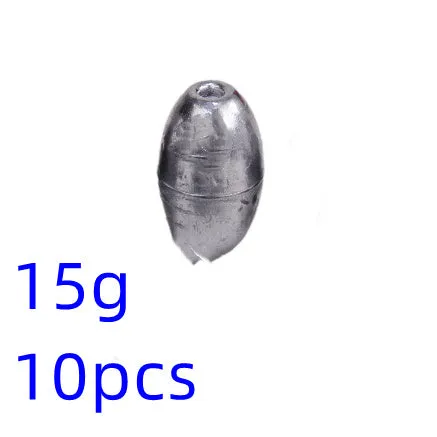 Standard weight olive fishing sinker set in lead with weights from 1g to 20g