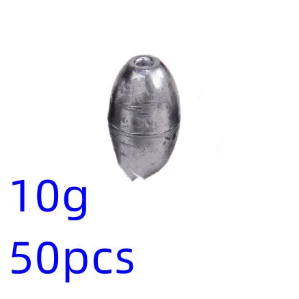 Standard weight olive fishing sinker set in lead with weights from 1g to 20g