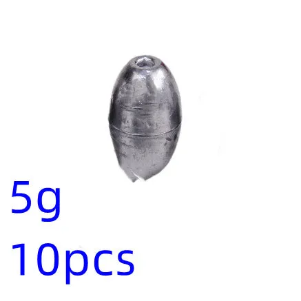 Standard weight olive fishing sinker set in lead with weights from 1g to 20g