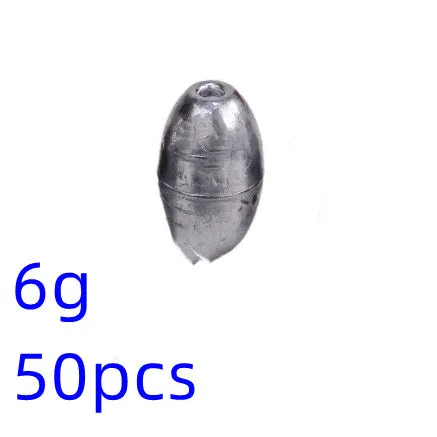 Standard weight olive fishing sinker set in lead with weights from 1g to 20g