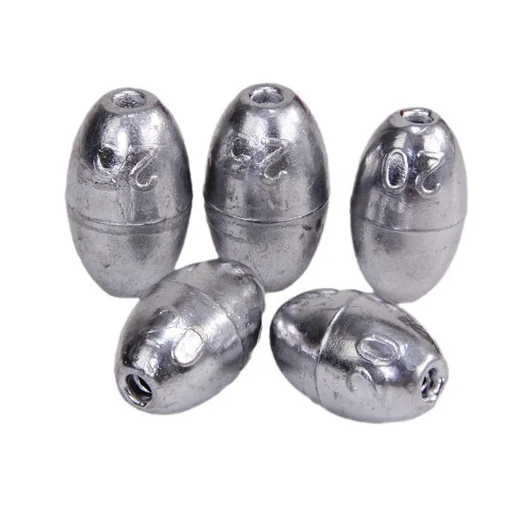 Standard weight olive fishing sinker set in lead with weights from 1g to 20g