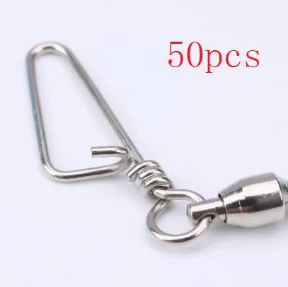 Fishing 8-shaped ring connector bearing swivel in copper, size 0 to 10, black and silver white colours