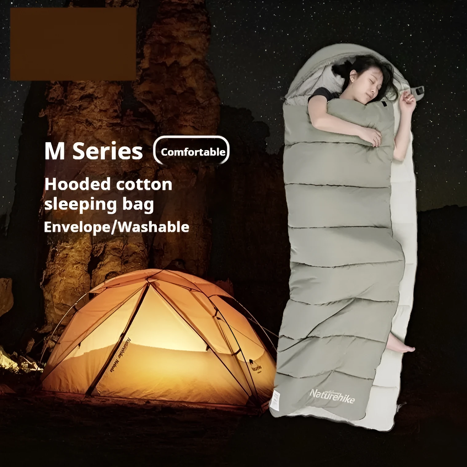 Double-person spliced camping sleeping bag in rock gray with envelope style and down cotton filling