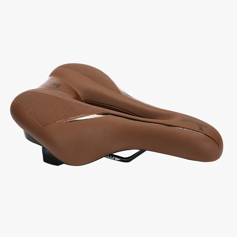 Mountain bicycle saddle cushion 26x18x6cm leather fabric silicone in black