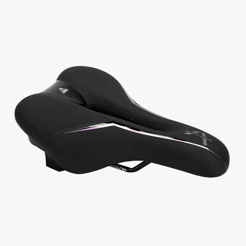 Mountain bicycle saddle cushion 26x18x6cm leather fabric silicone in black