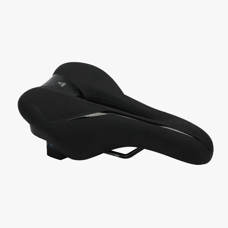 Mountain bicycle saddle cushion 26x18x6cm leather fabric silicone in black