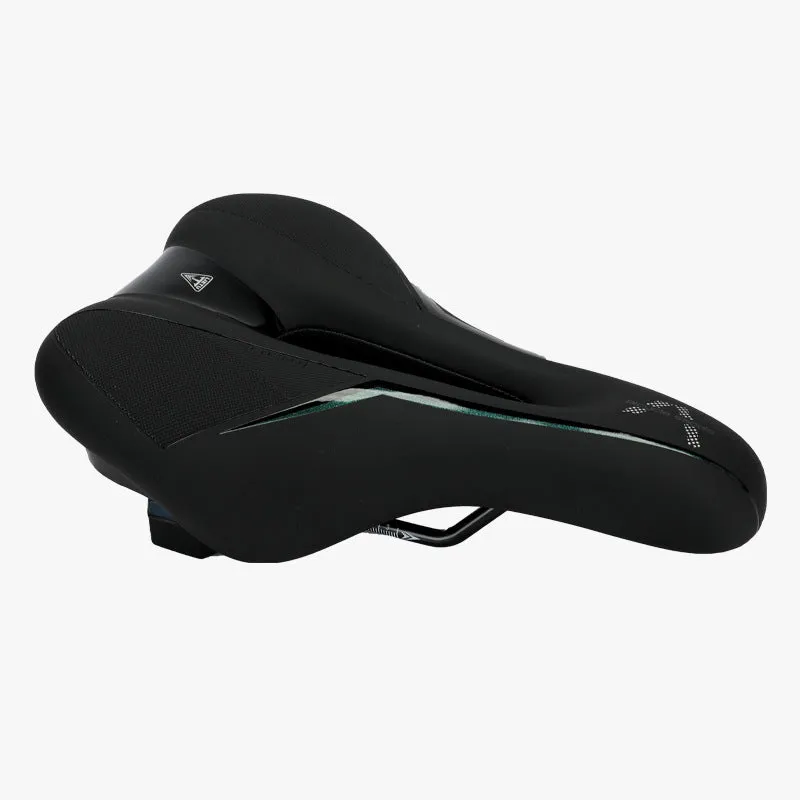 Mountain bicycle saddle cushion 26x18x6cm leather fabric silicone in black