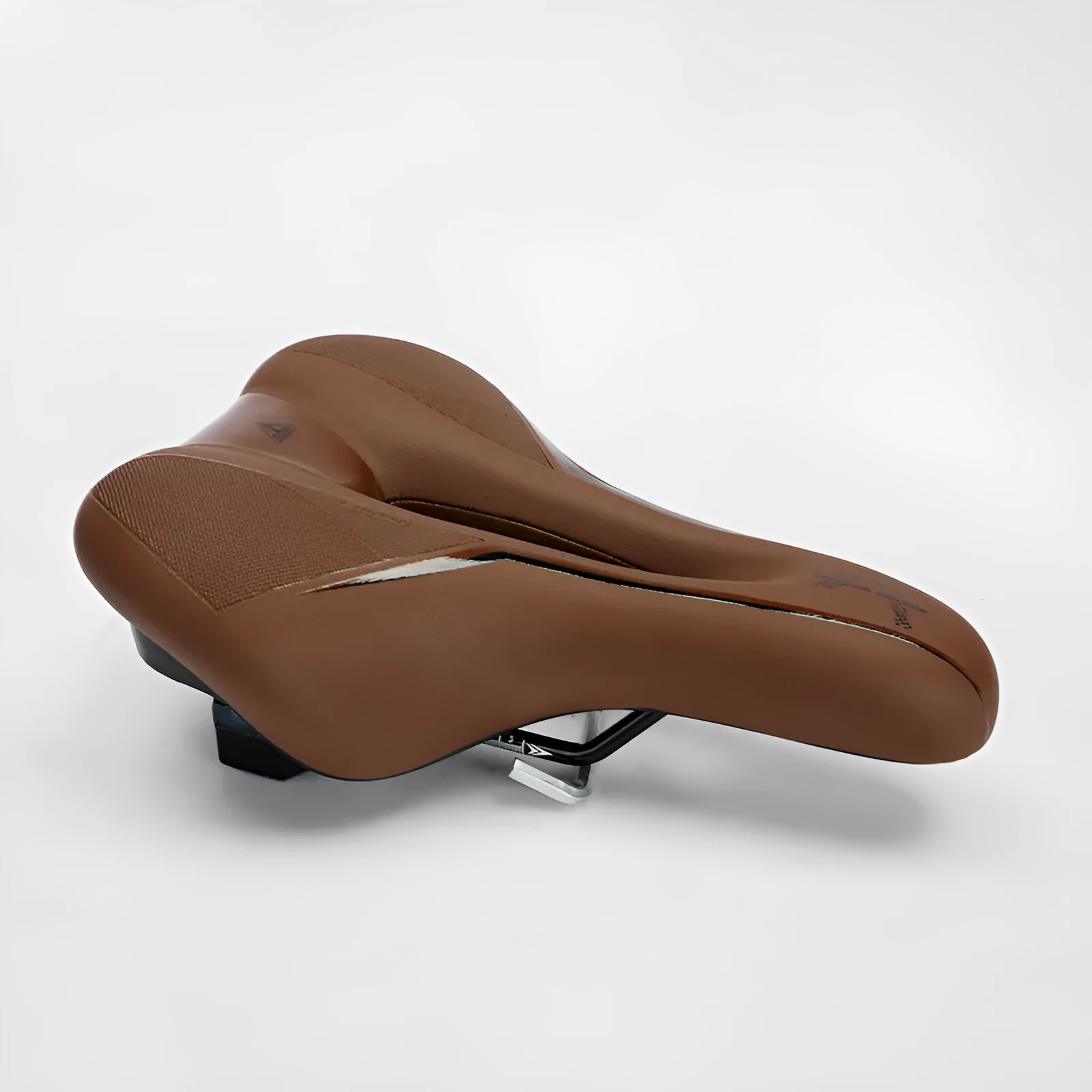 Mountain bicycle saddle cushion 26x18x6cm leather fabric silicone in black