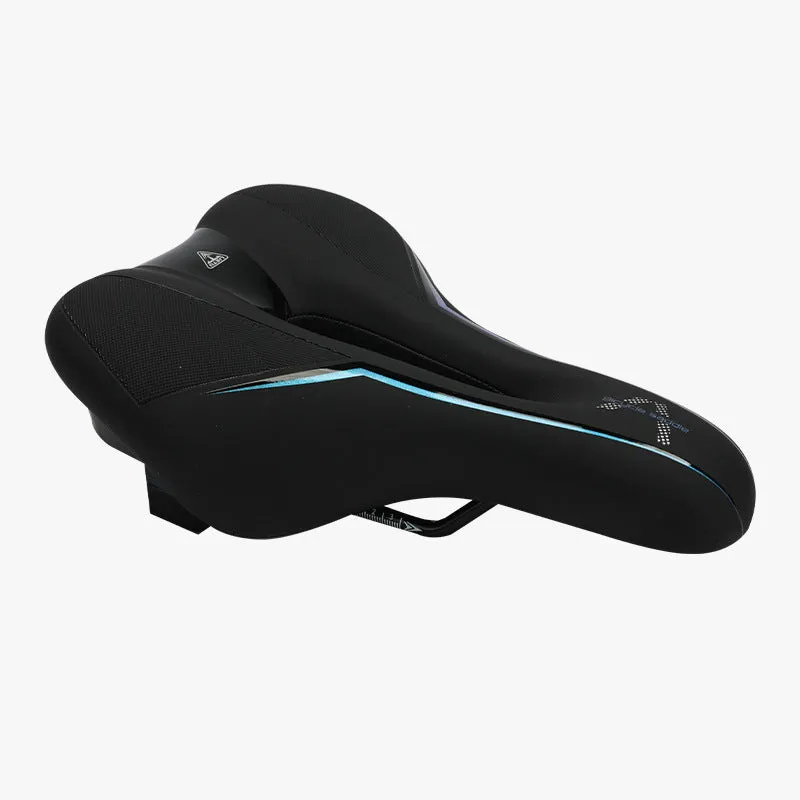 Mountain bicycle saddle cushion 26x18x6cm leather fabric silicone in black