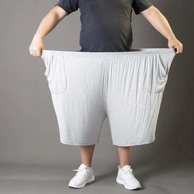 Plus-sized summer thin loose modal pants for overweight men, elastic waist, black colour, available in sizes L to 10XL