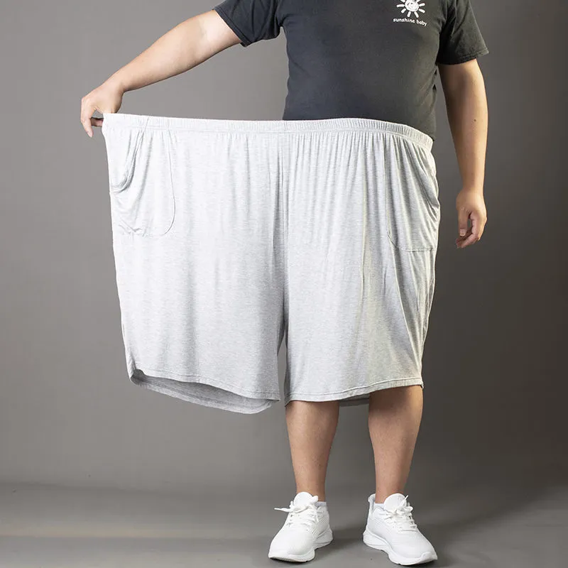 Plus-sized summer thin loose modal pants for overweight men, elastic waist, black colour, available in sizes L to 10XL