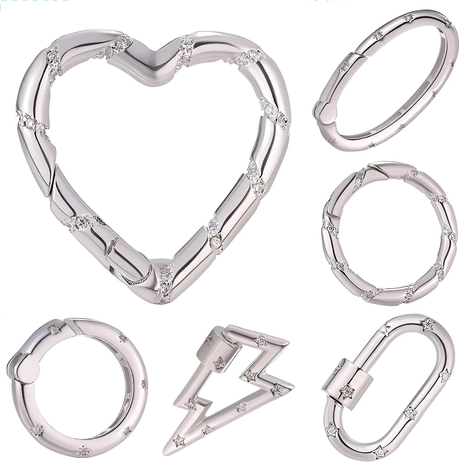 Copper climbing buckle with electroplated gold finish, shown as a heart spring fastener.