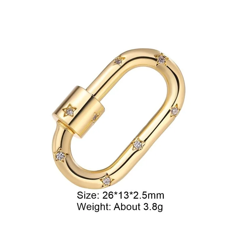 Copper climbing buckle with electroplated gold finish, shown as a heart spring fastener.