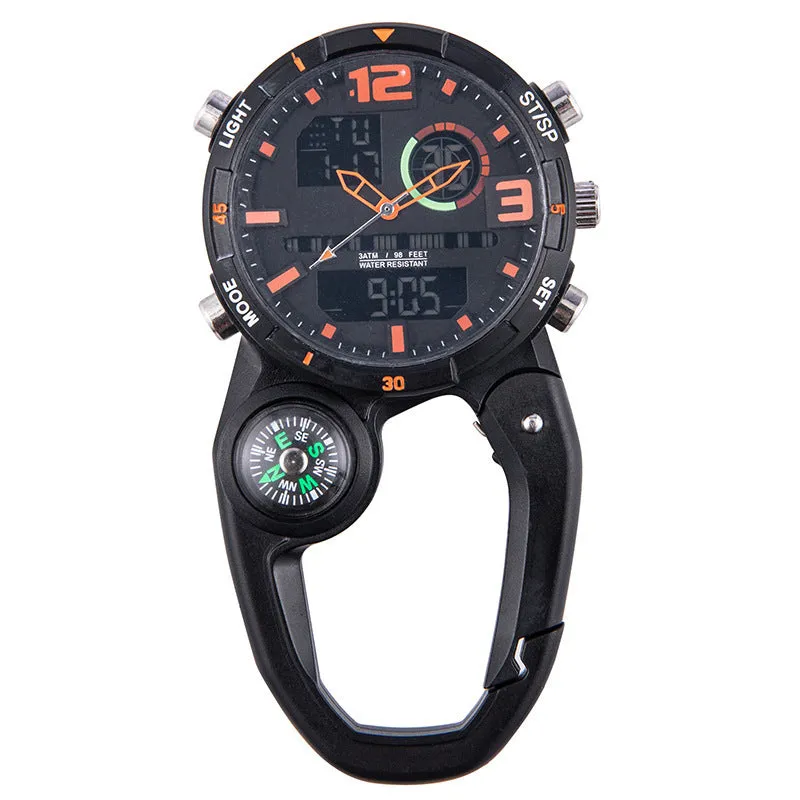 Round screen outdoor mountaineering compass watch with alloy strap and titanium metal buckle in blue dial colour option