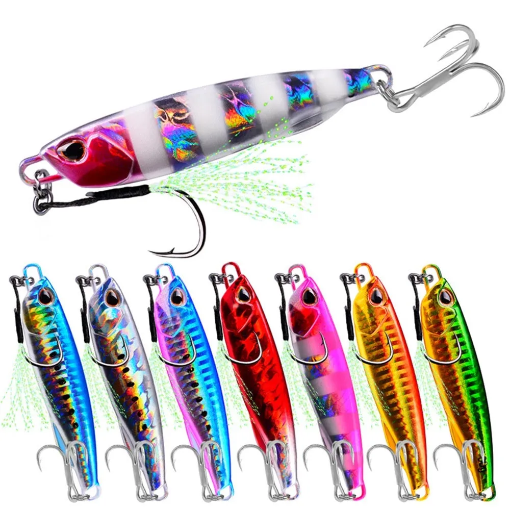 Luya metal submerged tossing lure with treble hook and iron plate in multiple weight options from 10g to 60g