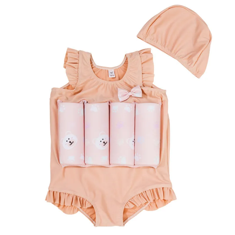 Children's buoyancy swimsuit one-piece girl cartoon nylon swimming and wading suit size S-XXL