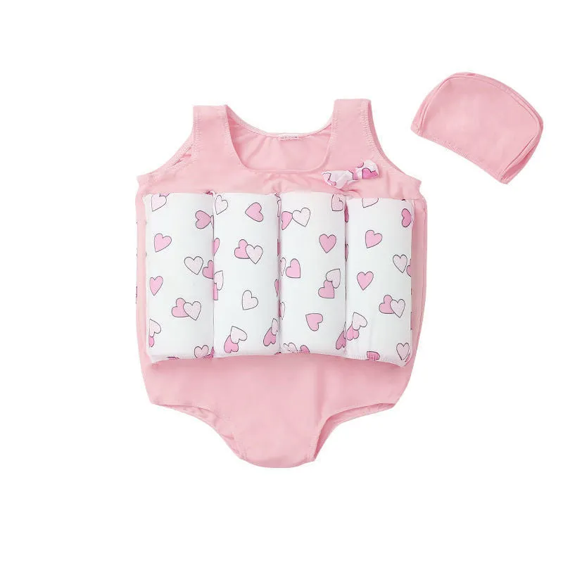 Children's buoyancy swimsuit one-piece girl cartoon nylon swimming and wading suit size S-XXL