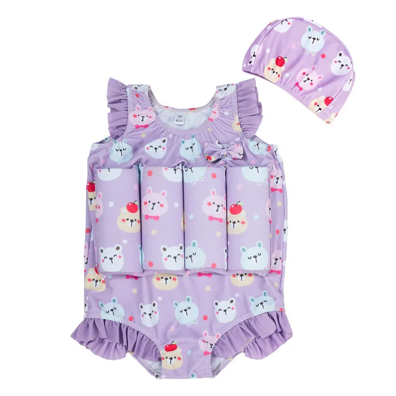 Children's buoyancy swimsuit one-piece girl cartoon nylon swimming and wading suit size S-XXL