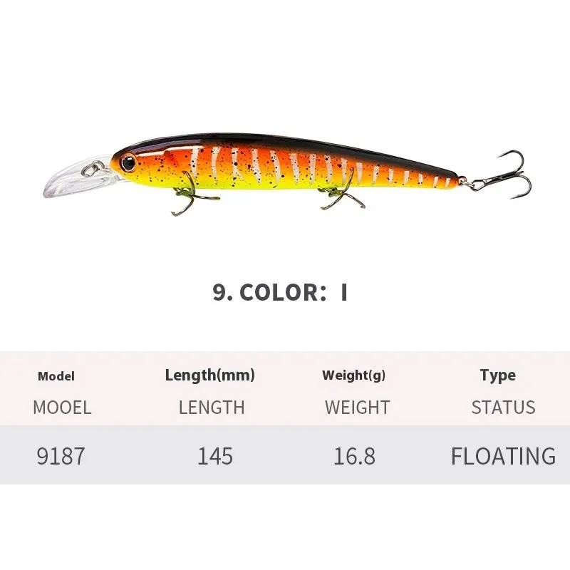Deep diving long tongue plate floating minnow lure 145mm 16.8g in colour