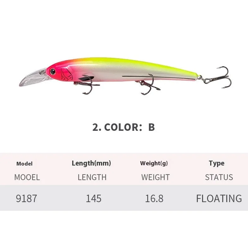 Deep diving long tongue plate floating minnow lure 145mm 16.8g in colour