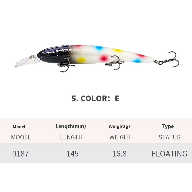Deep diving long tongue plate floating minnow lure 145mm 16.8g in colour