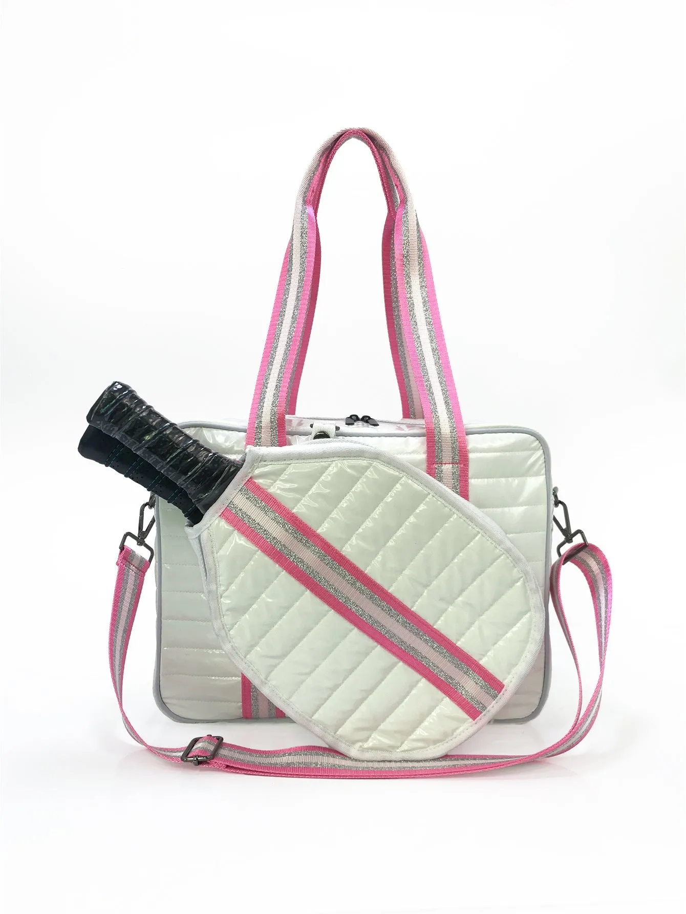 Fashion striped diving cloth tennis pack in horizontal square shape with single shoulder strap, available in multiple colours