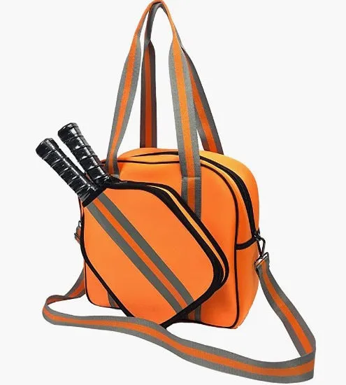Fashion striped diving cloth tennis pack in horizontal square shape with single shoulder strap, available in multiple colours