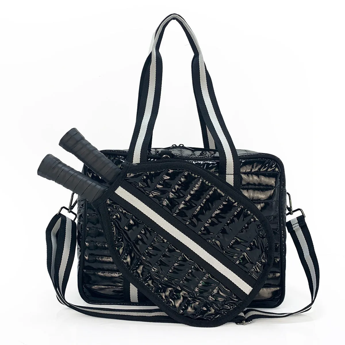 Fashion striped diving cloth tennis pack in horizontal square shape with single shoulder strap, available in multiple colours