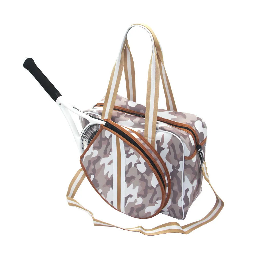 Fashion striped diving cloth tennis pack in horizontal square shape with single shoulder strap, available in multiple colours