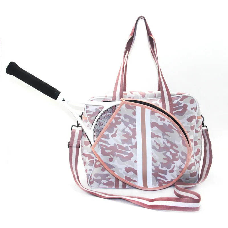 Fashion striped diving cloth tennis pack in horizontal square shape with single shoulder strap, available in multiple colours