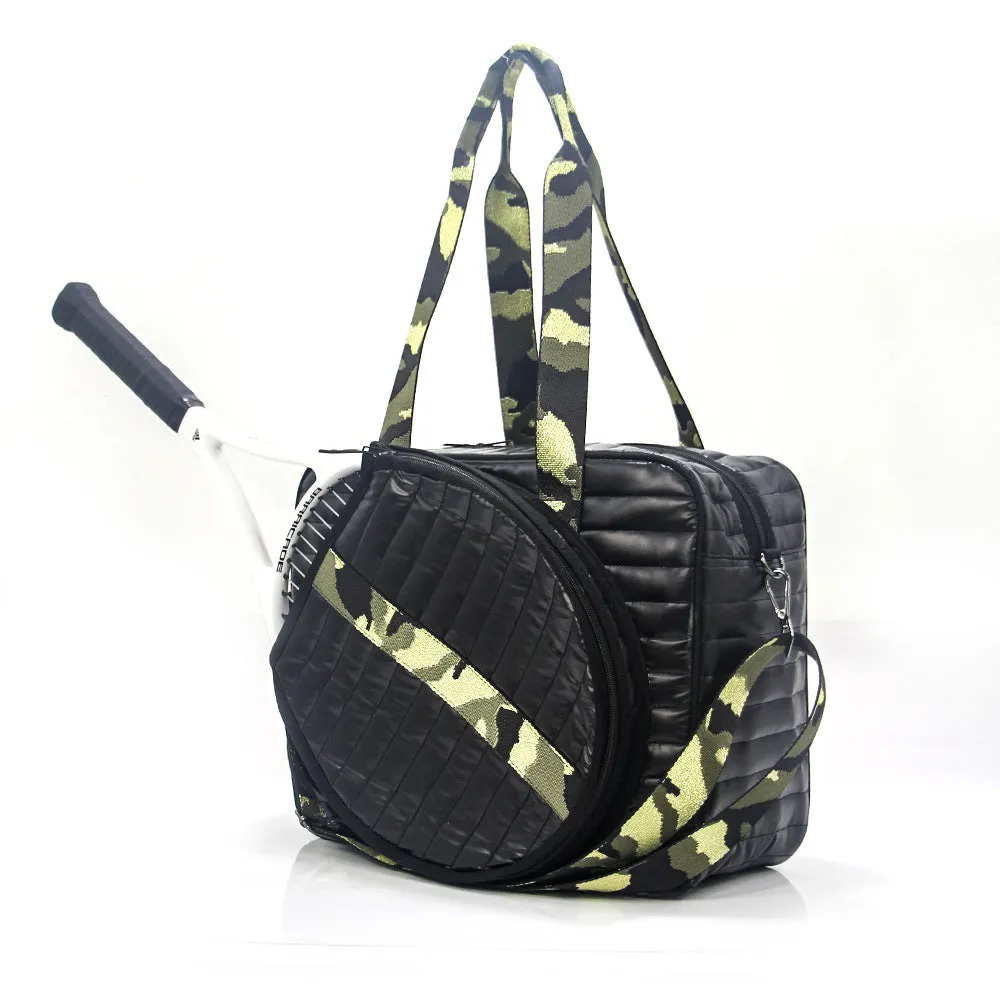 Fashion striped diving cloth tennis pack in horizontal square shape with single shoulder strap, available in multiple colours