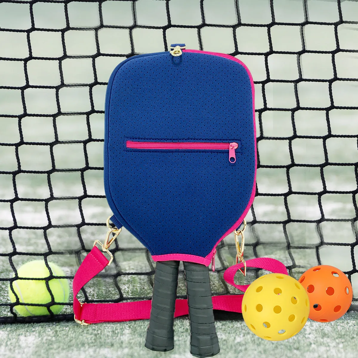 Fashion striped diving cloth tennis pack in horizontal square shape with single shoulder strap, available in multiple colours