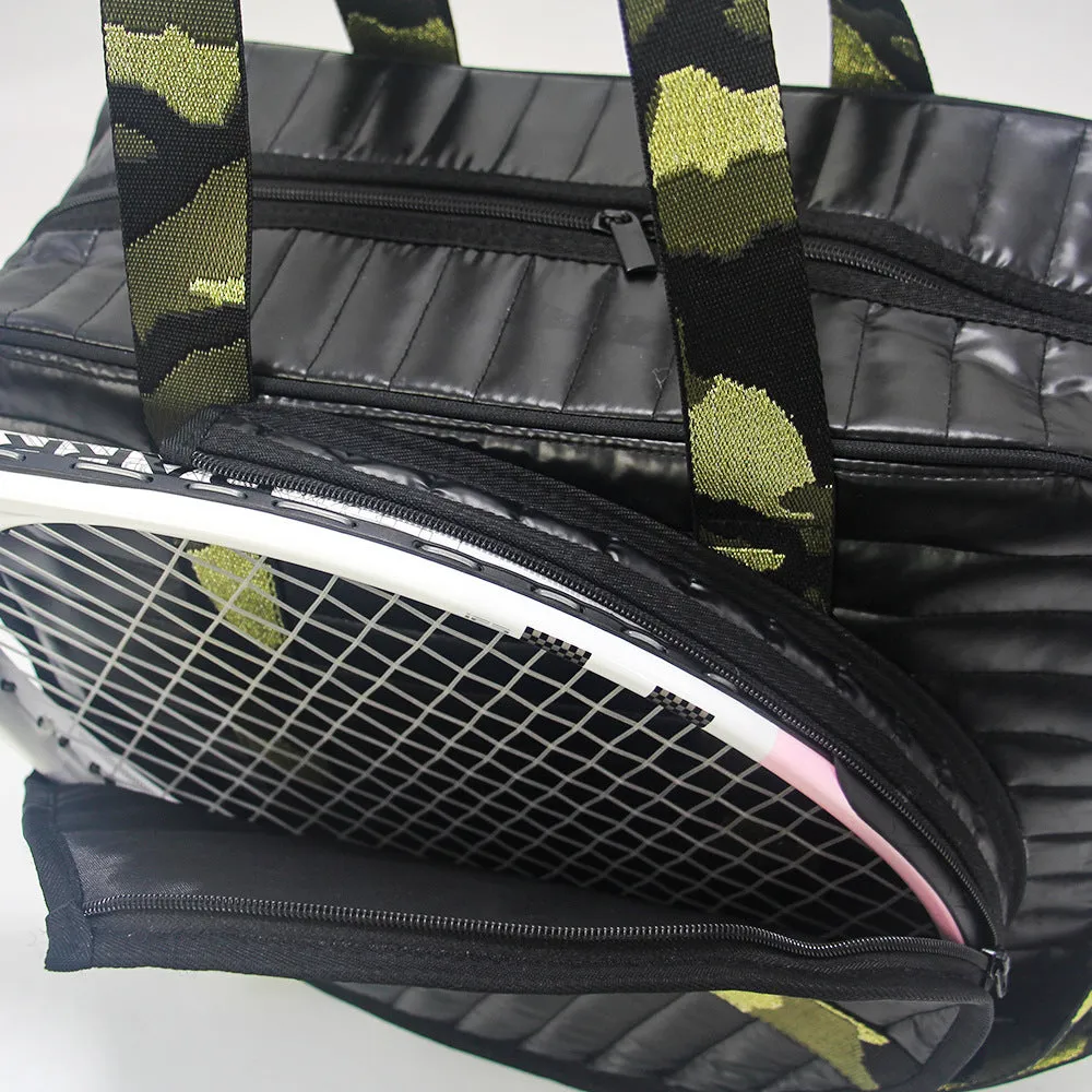Fashion striped diving cloth tennis pack in horizontal square shape with single shoulder strap, available in multiple colours