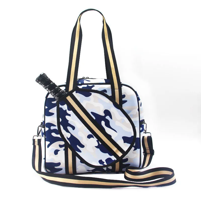 Fashion striped diving cloth tennis pack in horizontal square shape with single shoulder strap, available in multiple colours