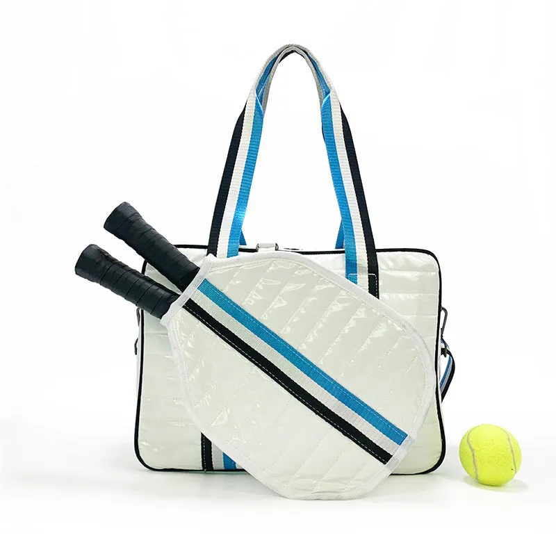 Fashion striped diving cloth tennis pack in horizontal square shape with single shoulder strap, available in multiple colours