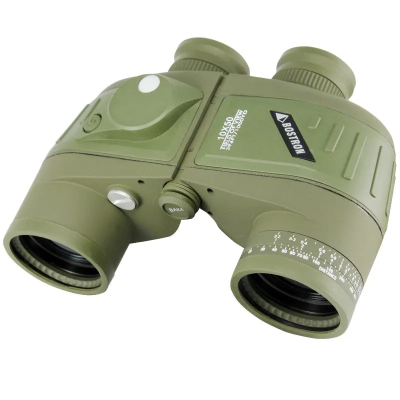 10x50 binocular telescope with compass in army green for outdoor navigation