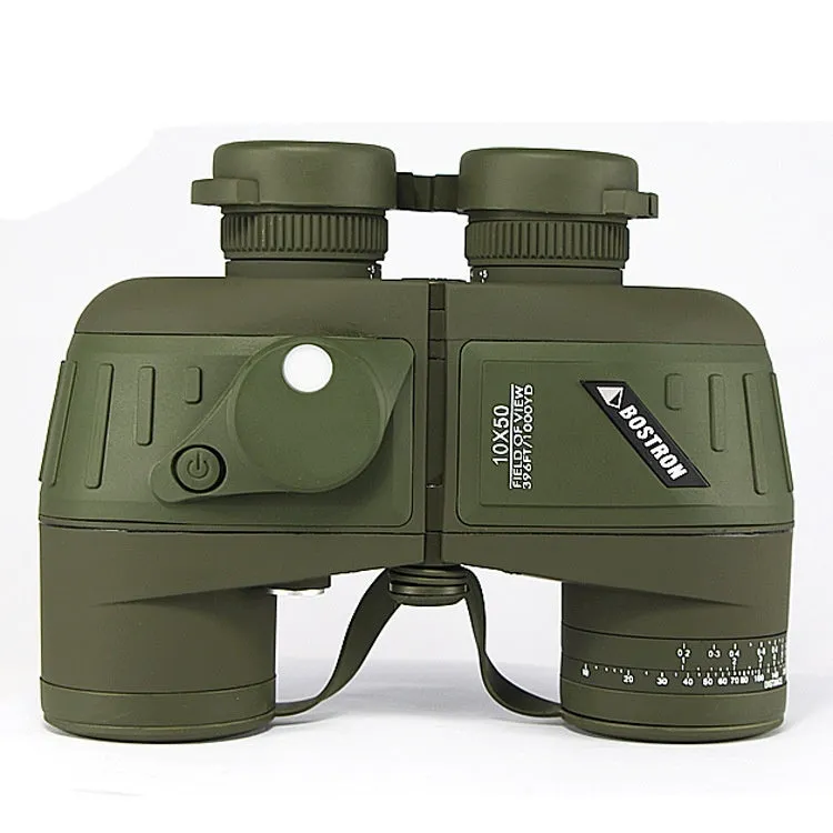 10x50 binocular telescope with compass in army green for outdoor navigation