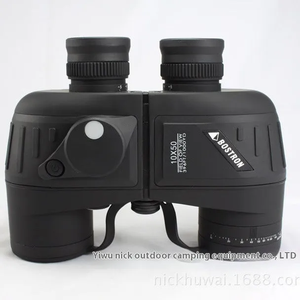 10x50 binocular telescope with compass in army green for outdoor navigation
