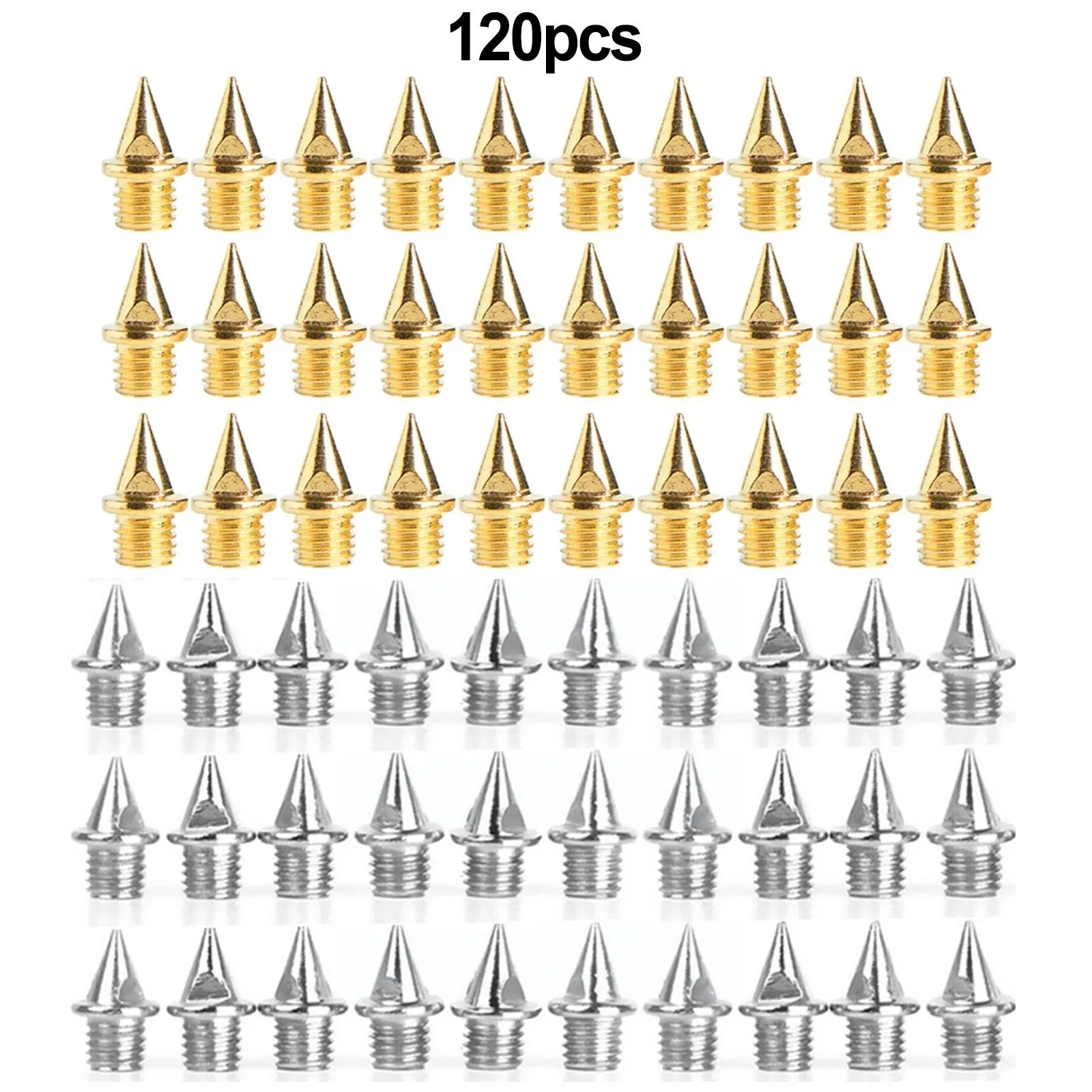 120-piece pack of gold and silver steel track and field running spikes
