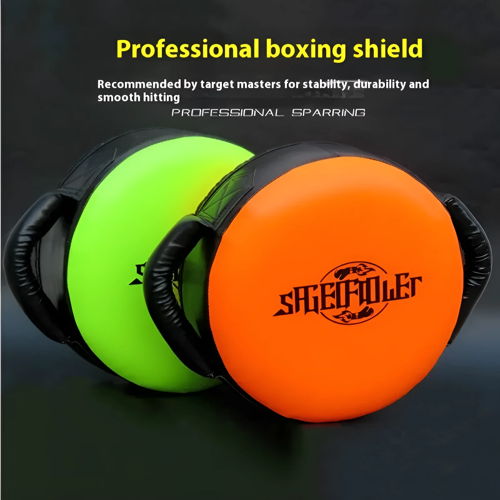 Boxing training shield target handheld PU punching pad in fluorescent green for speed and reflex drills
