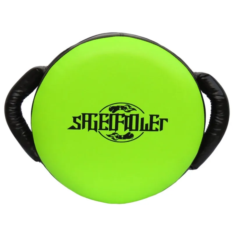 Boxing training shield target handheld PU punching pad in fluorescent green for speed and reflex drills
