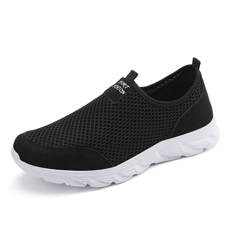Large size casual mesh low-top sneakers for men in G836 Gray, EVA sole, round toe