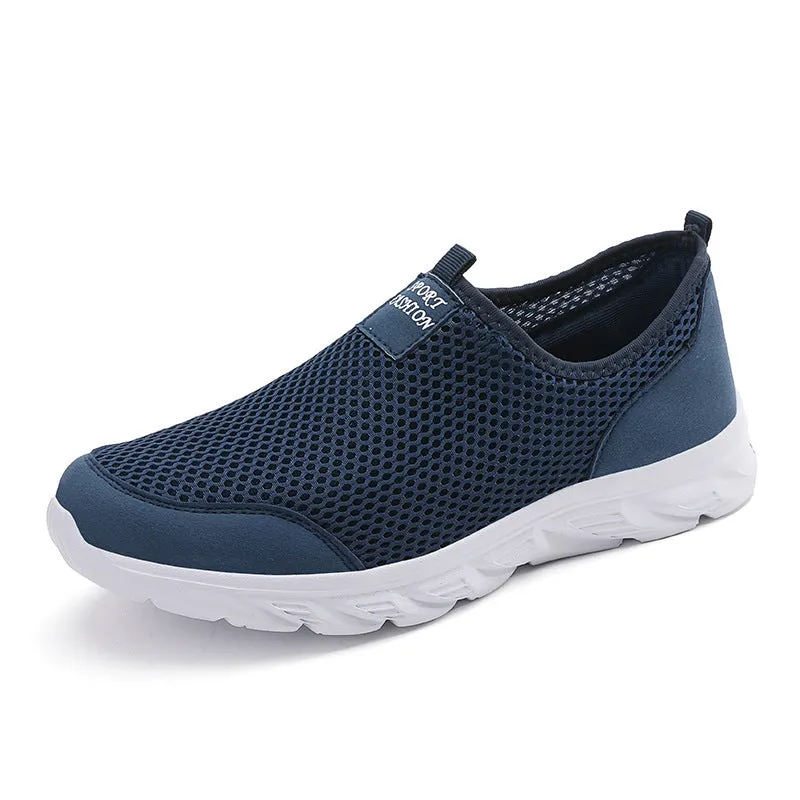 Large size casual mesh low-top sneakers for men in G836 Gray, EVA sole, round toe