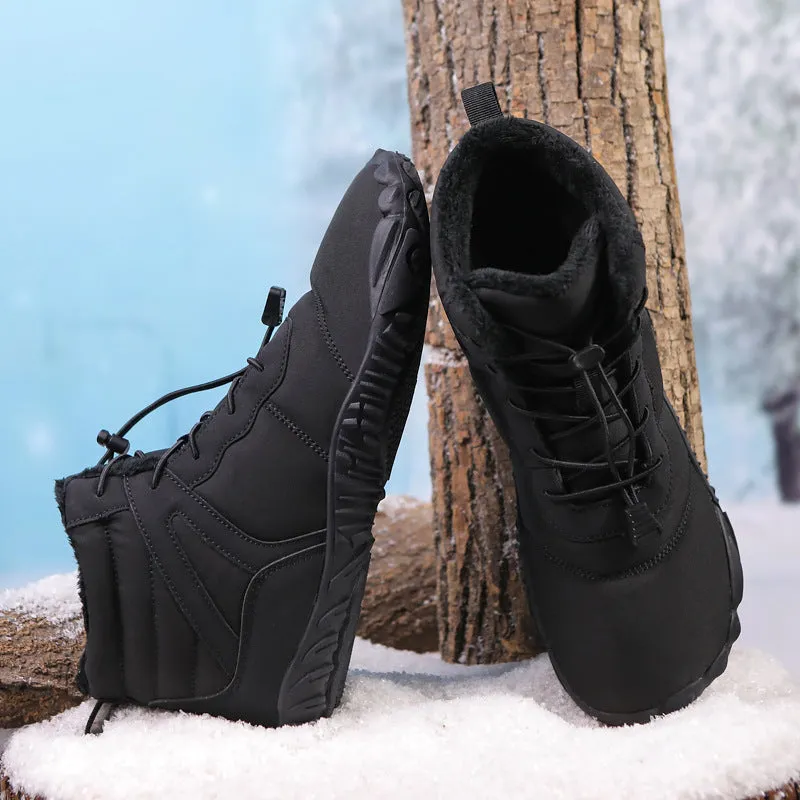Couple fleece-lined hiking shoes with rubber sole in beige, black and gray colour options